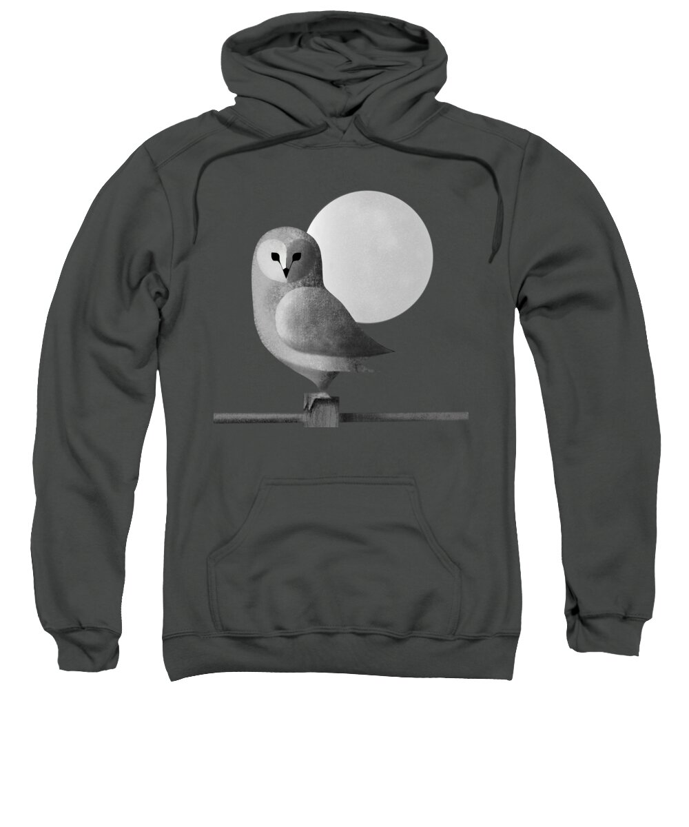 Drawing Sweatshirt featuring the painting Barn Owl Full Moon by Little Bunny Sunshine