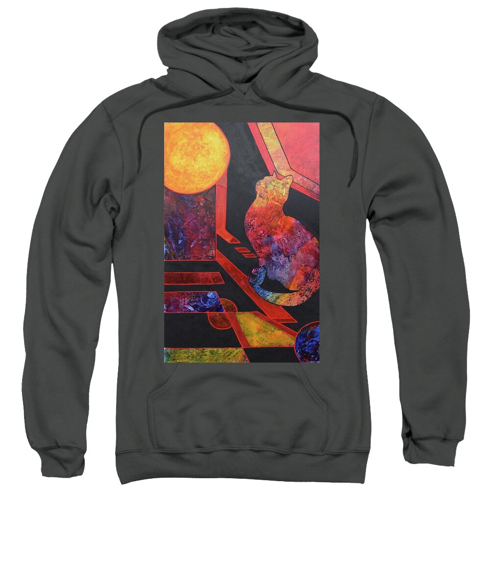 Cat Sweatshirt featuring the painting Basking Cat by Nancy Jolley
