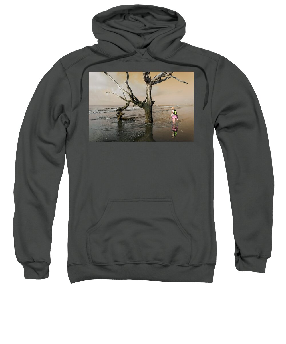 Ocean Sweatshirt featuring the photograph Beachcombing by Jim Cook