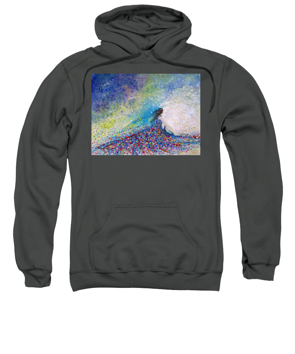 Being A Woman Sweatshirt featuring the painting Being a Woman - #5 In a daydream by Kume Bryant