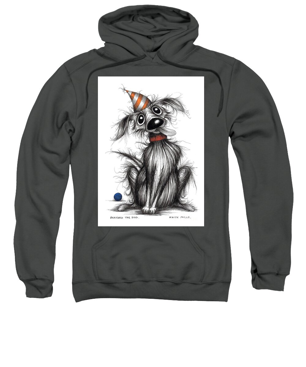 Striped Hat Sweatshirt featuring the drawing Bernard the dog by Keith Mills