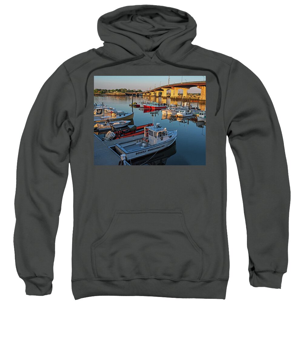 Beverly Sweatshirt featuring the photograph Beverly Harbor At Sunrise Beverly MA by Toby McGuire