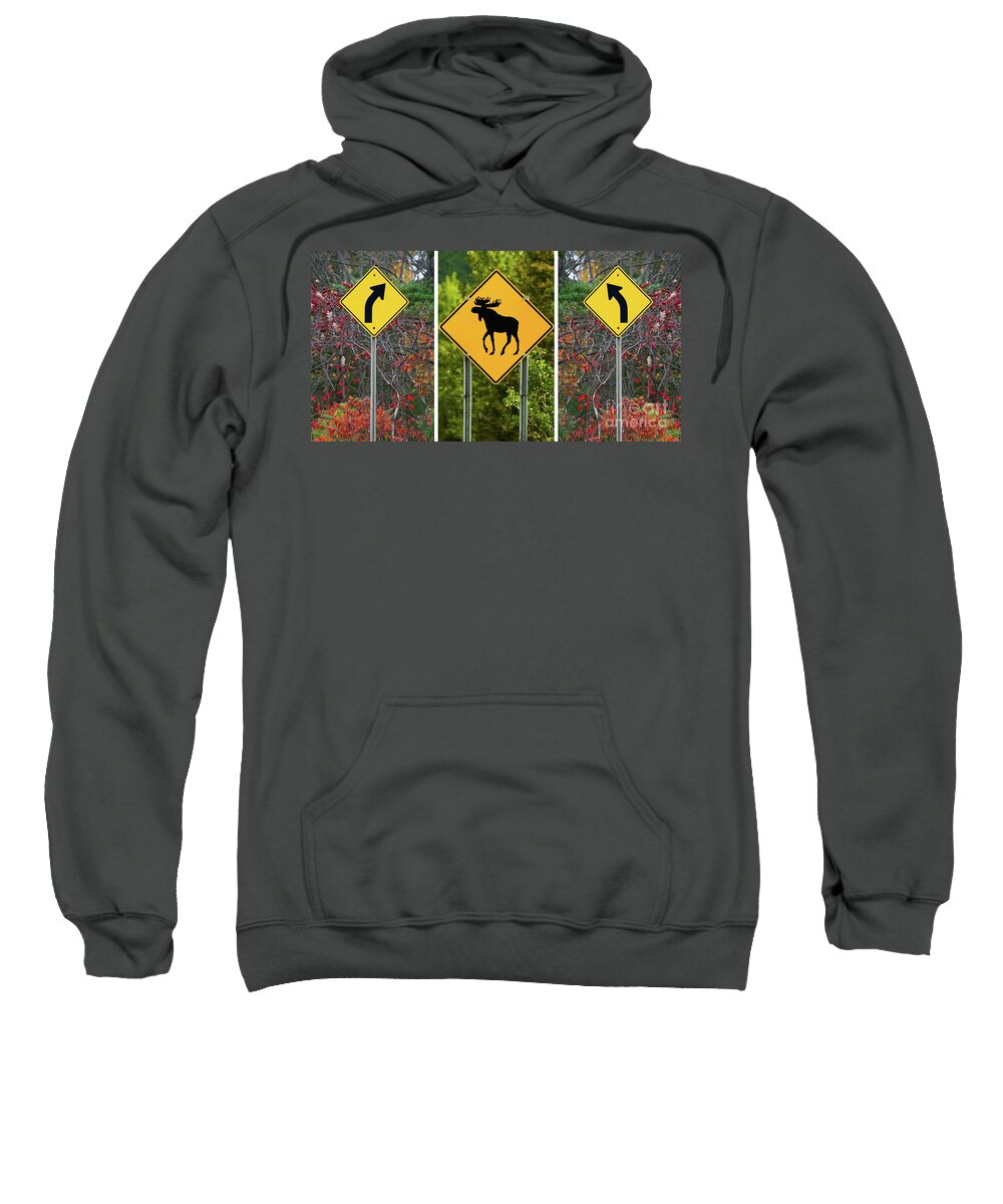 Turn Sweatshirt featuring the photograph Beware Of The Moose Triptych by Les Palenik