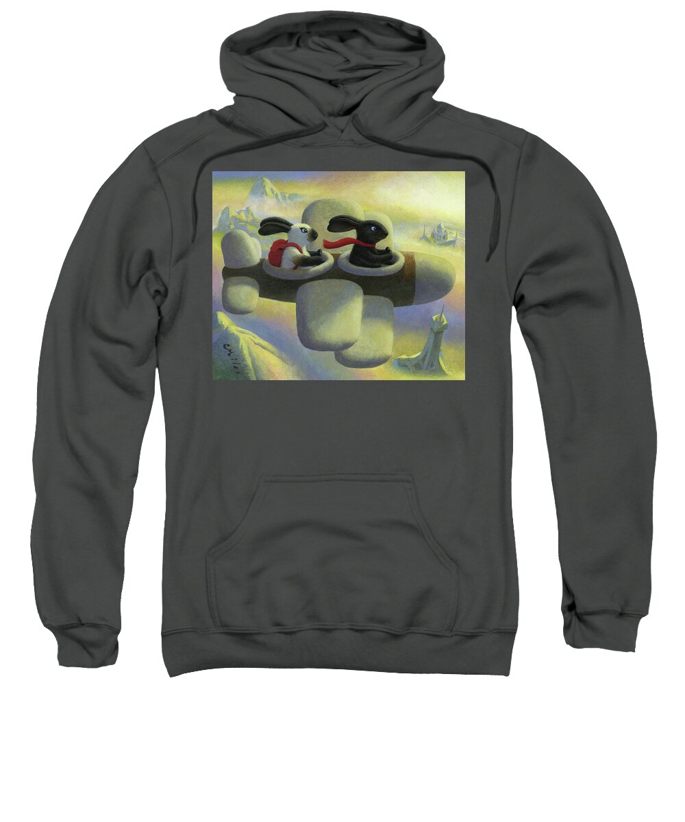 Rabbits Sweatshirt featuring the painting Bheetoven and Caire's grand Adventure by Chris Miles