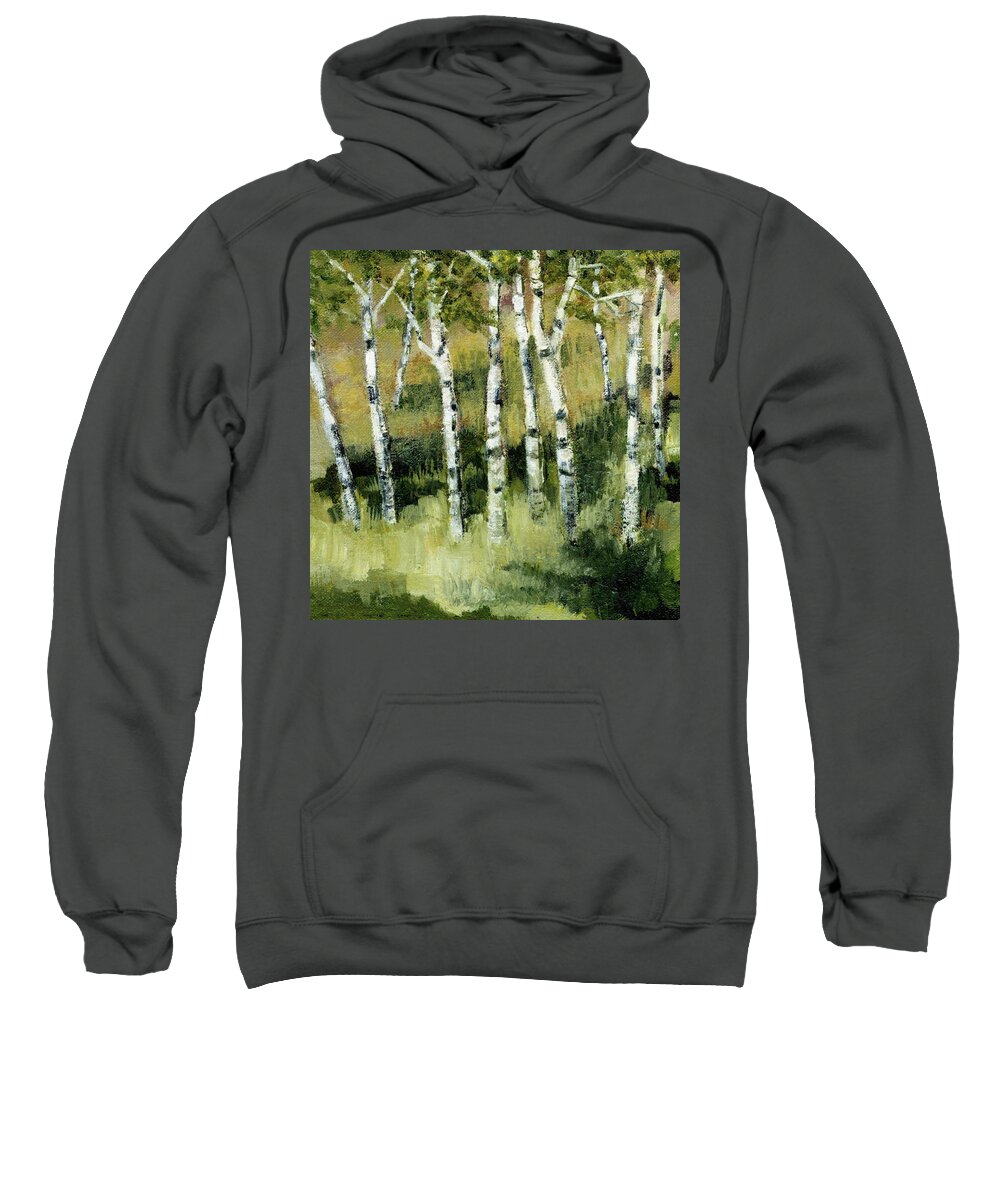 Trees Sweatshirt featuring the painting Birches on a Hill by Michelle Calkins