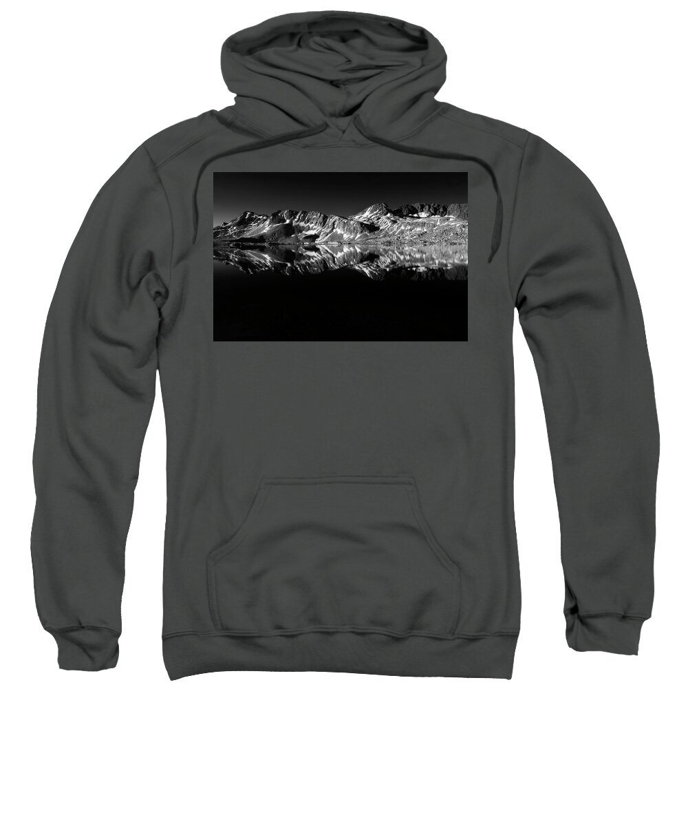 Reflections Sweatshirt featuring the photograph Black and White Wanda Lake by David Lunde