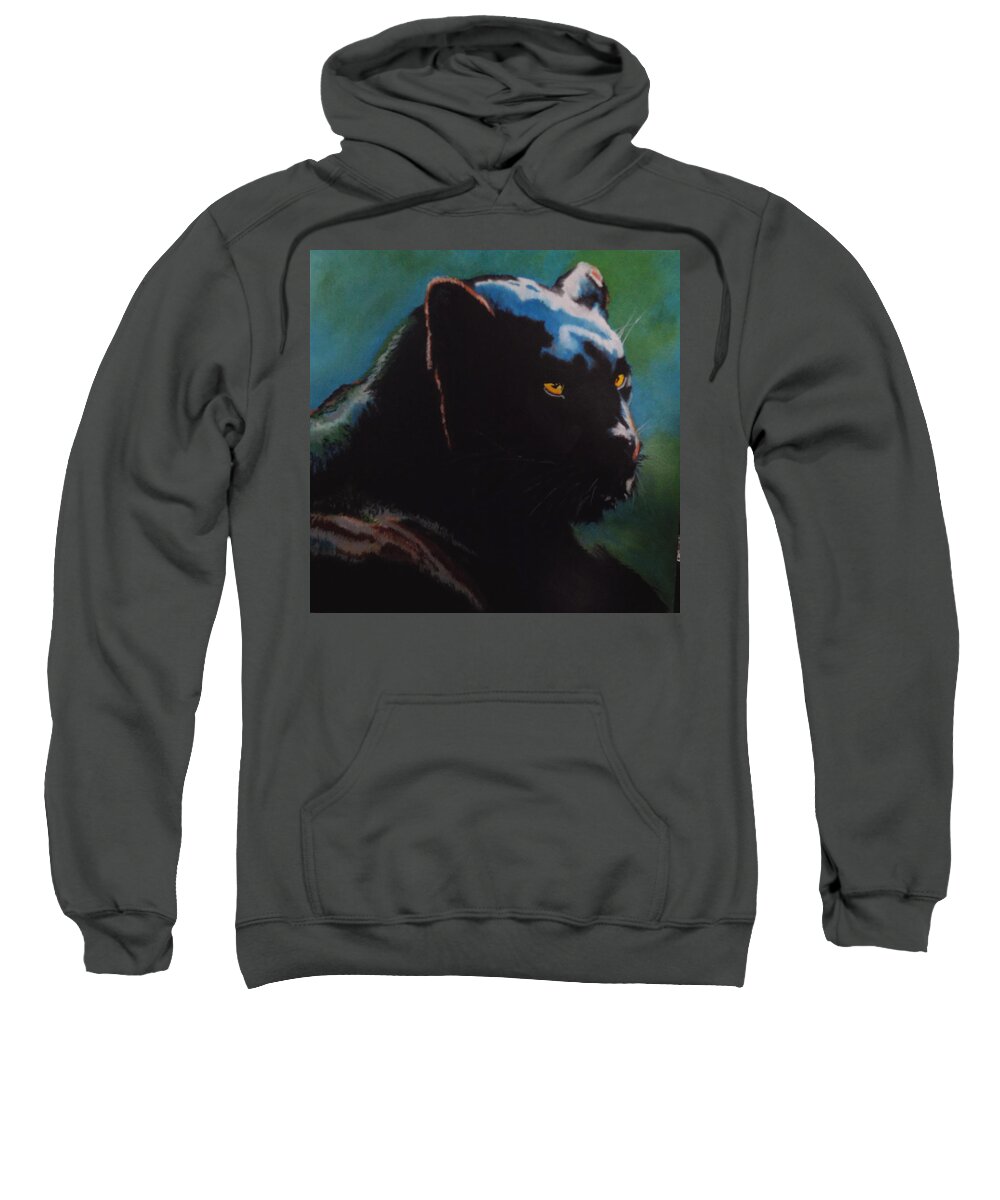 Panther Sweatshirt featuring the painting Black Panther by Maris Sherwood