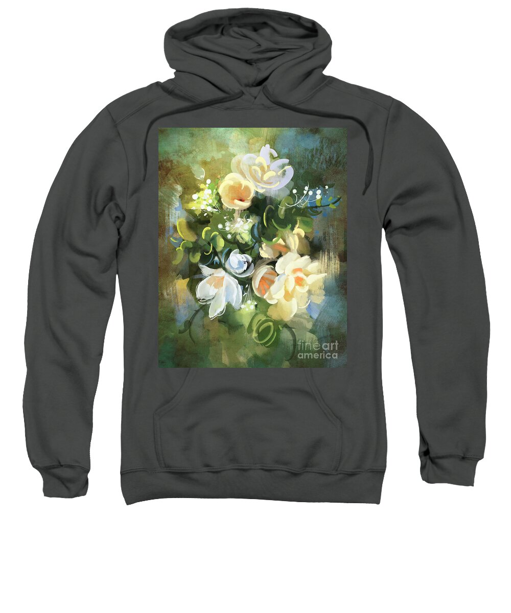 Art Sweatshirt featuring the painting Blooming by Tithi Luadthong