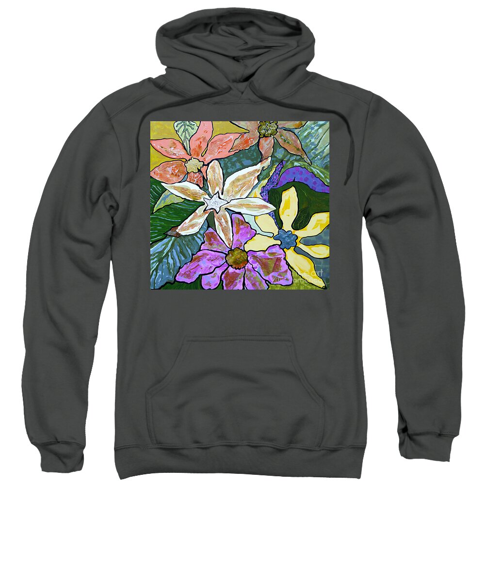 Flower Sweatshirt featuring the painting Blooms by Marilyn Brooks
