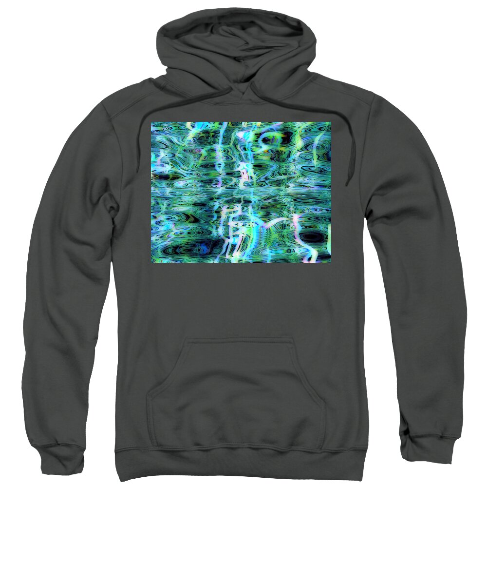 Digital Abstracts Sweatshirt featuring the digital art Blue Green Abstract 091015 by Matthew Lindley