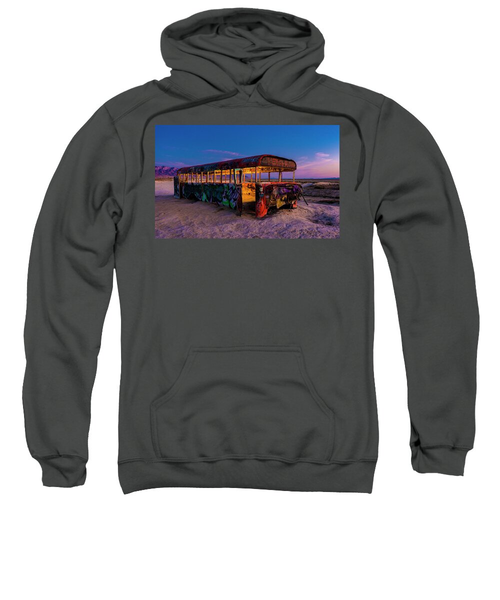 School Bus Sweatshirt featuring the photograph Blue Hour Bus by Michael Ash