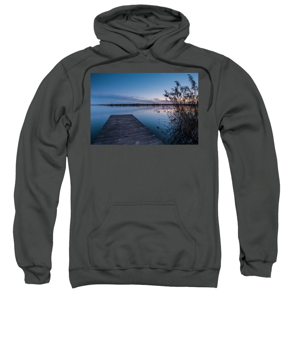 Landscapes Sweatshirt featuring the photograph Blue hour on lake by Davorin Mance