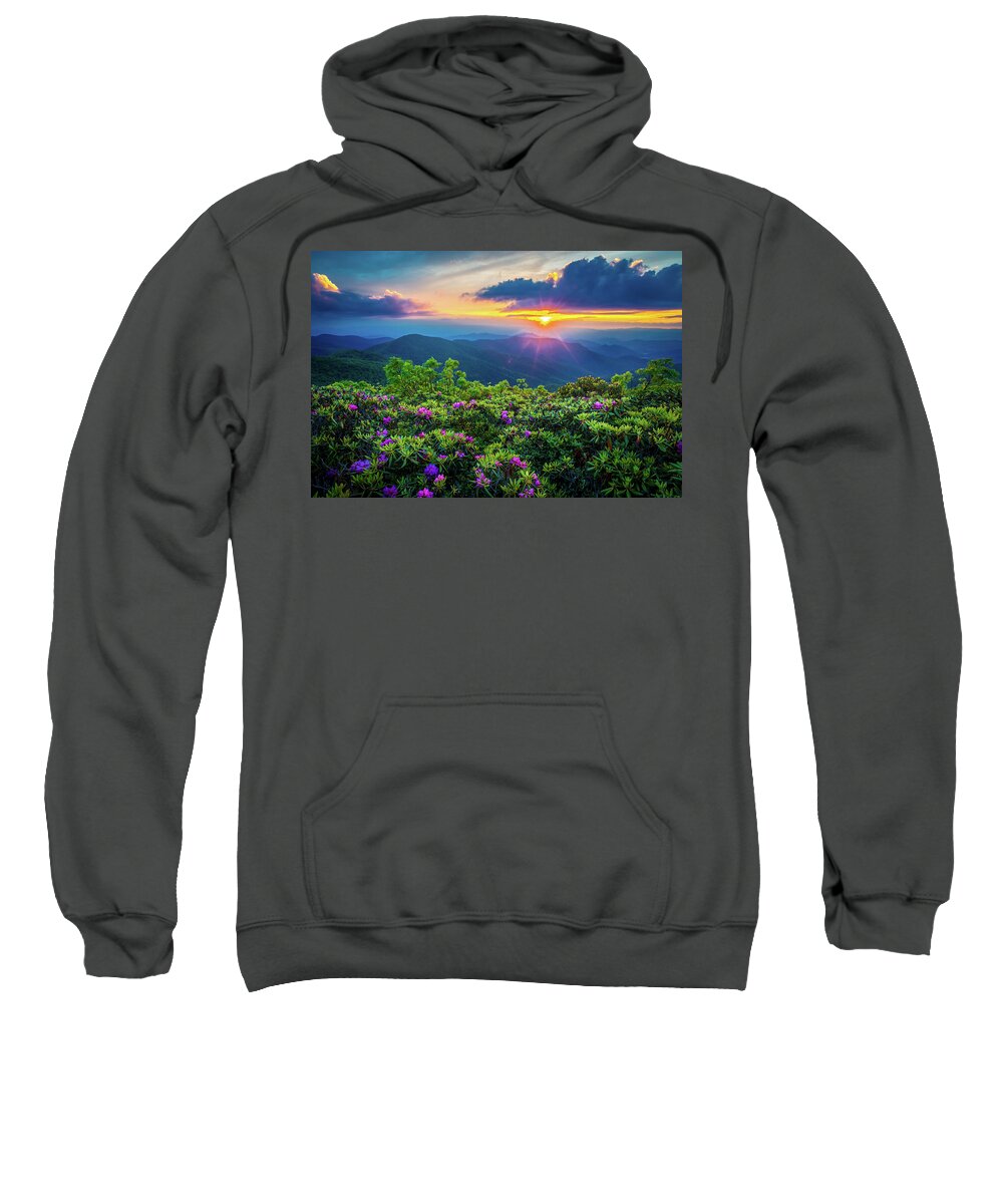 Spring Sweatshirt featuring the photograph Blue Ridge Parkway NC Flowering Craggy by Robert Stephens