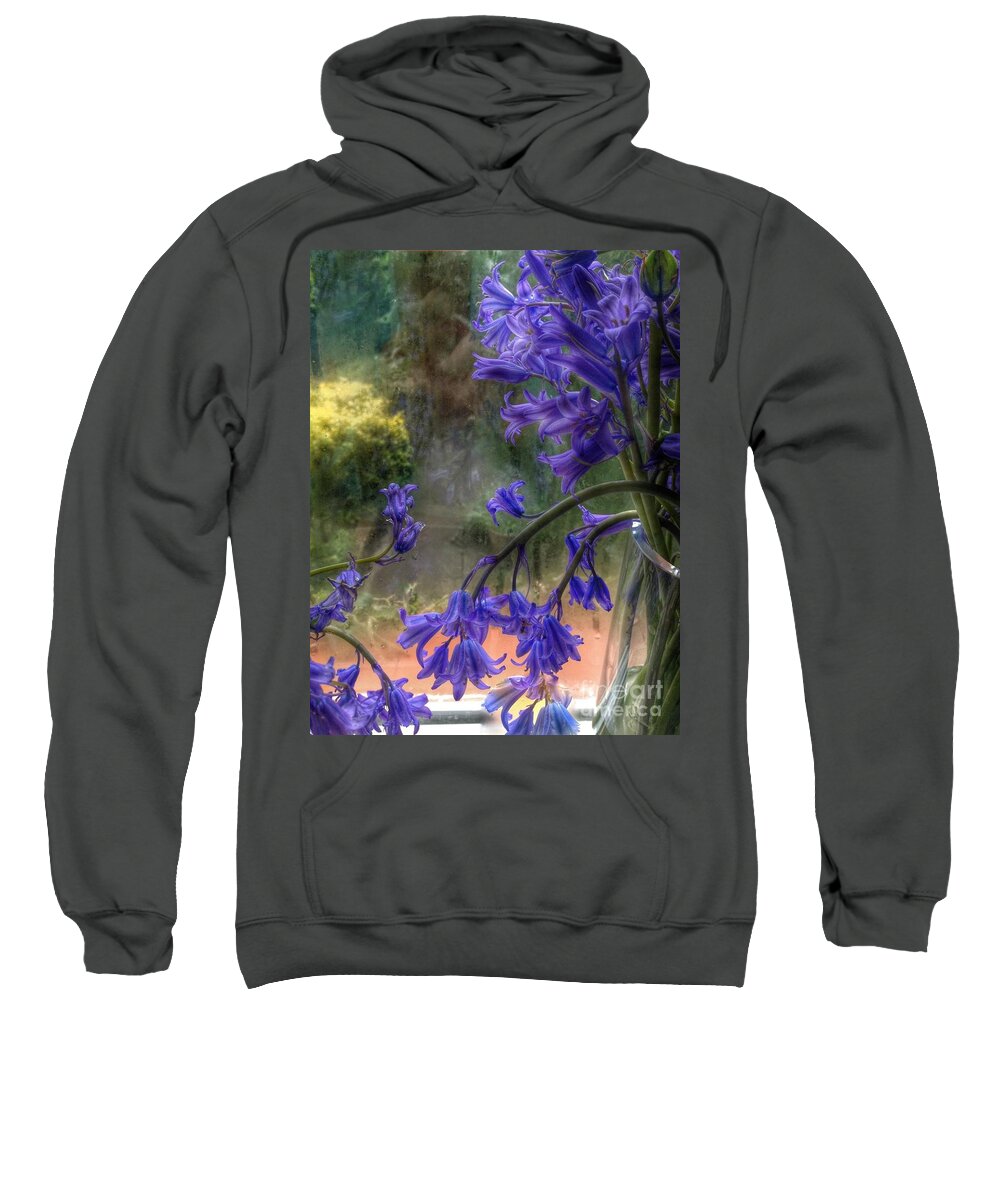 Bluebells Sweatshirt featuring the photograph Bluebells in My Garden Window by Joan-Violet Stretch