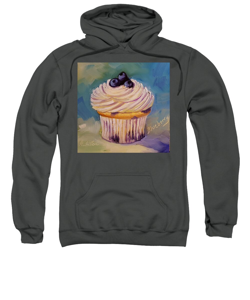 Blueberry Cupcake Sweatshirt featuring the painting Blueberry Cupcake by Judy Fischer Walton