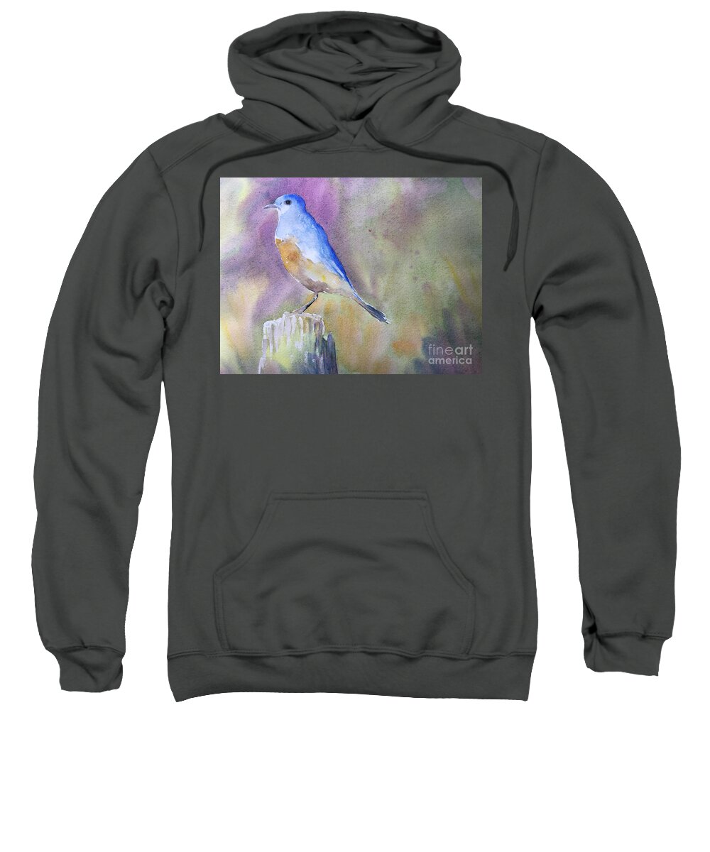 Blue Bird Sweatshirt featuring the painting Bluebird by Watercolor Meditations