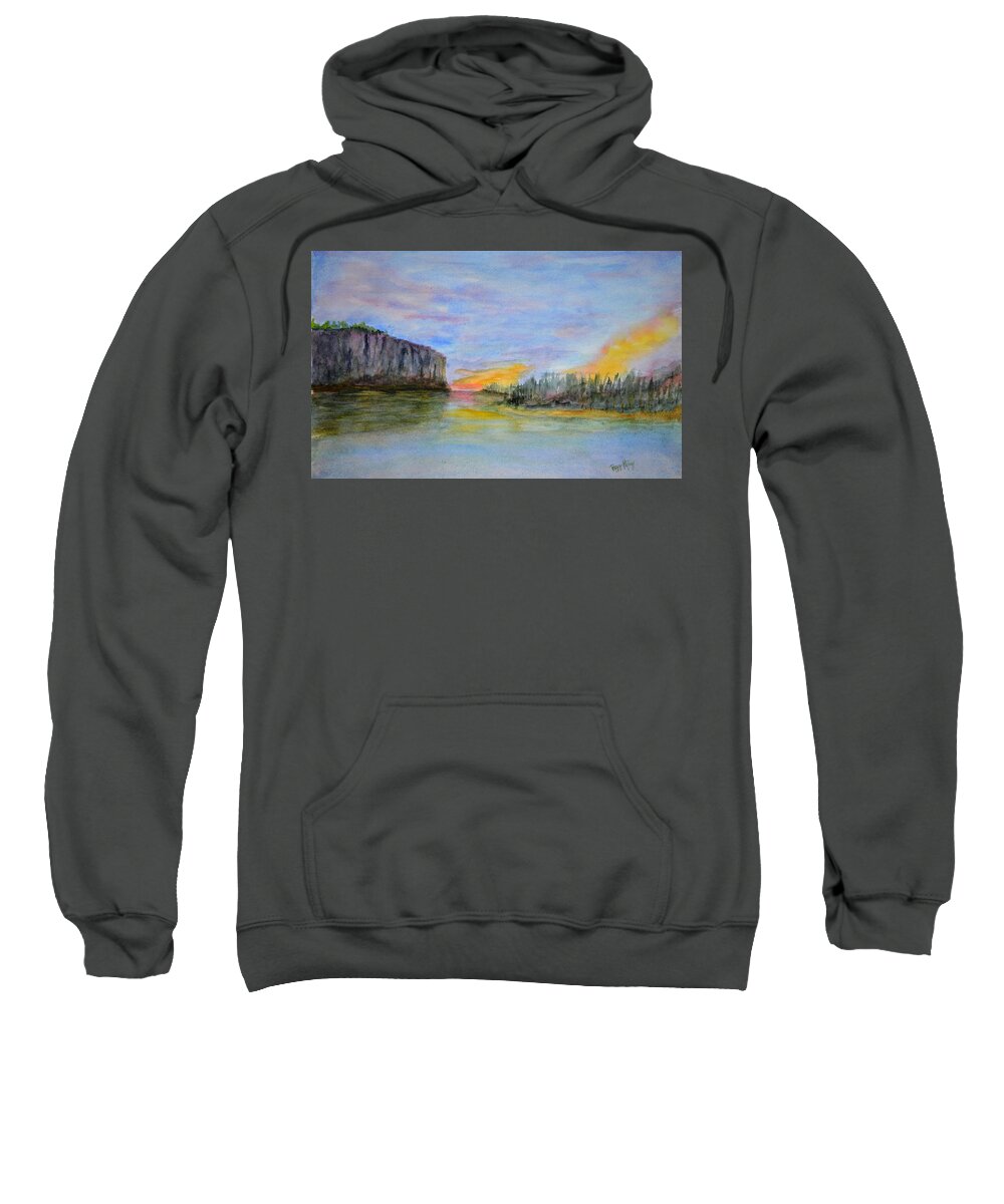 Sunset Sweatshirt featuring the painting Bluffs at Sunset by Peggy King
