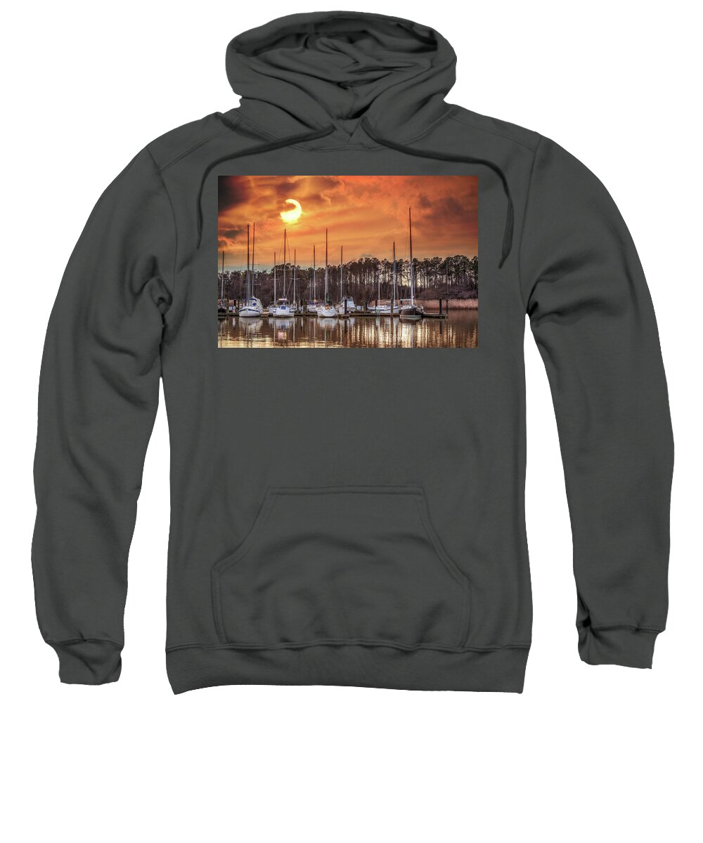 Marina Sweatshirt featuring the photograph Boat marina on the Chesapeake Bay at sunset by Patrick Wolf