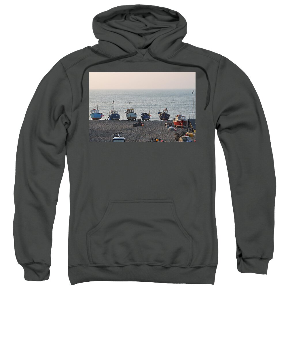 Boats Sweatshirt featuring the photograph Boats on Beach by Andy Thompson