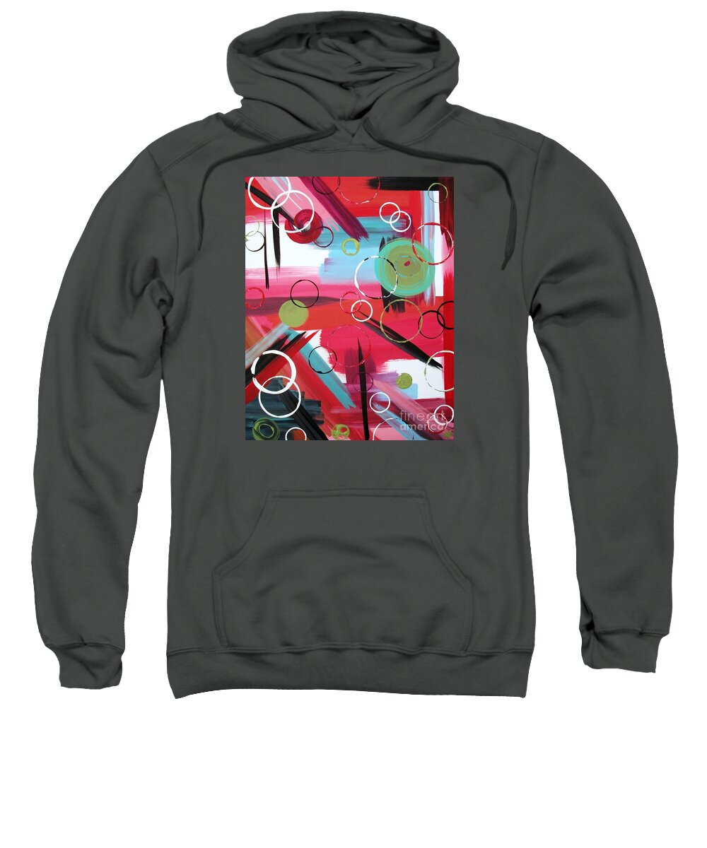 Red Geometric Sweatshirt featuring the painting Bold Whimsy by Jilian Cramb - AMothersFineArt