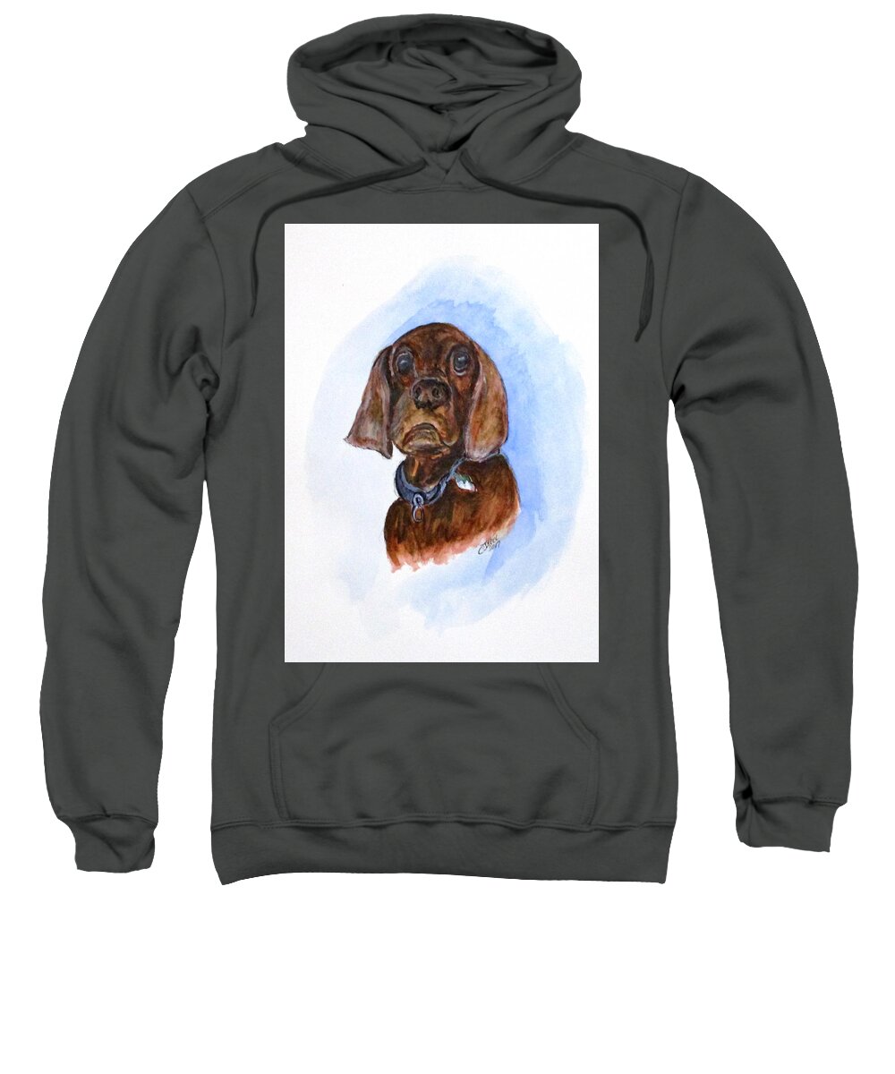 Cocker Sweatshirt featuring the painting Bosely The Dog by Clyde J Kell