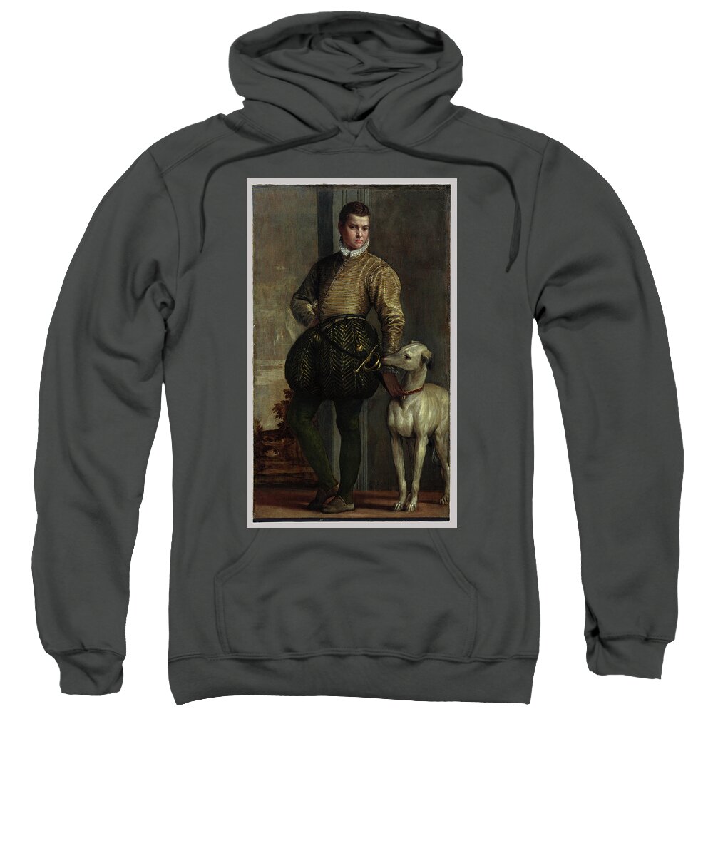 Boy With A Greyhound Sweatshirt featuring the painting Boy with a Greyhound by MotionAge Designs
