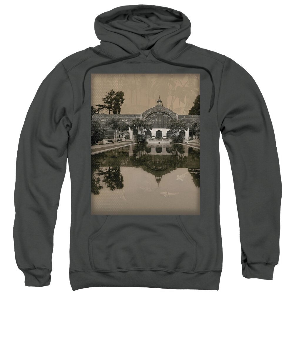 Balboa Park Sweatshirt featuring the photograph BP100 Botanical Building - Balboa Park, San Diego, California by Denise Strahm