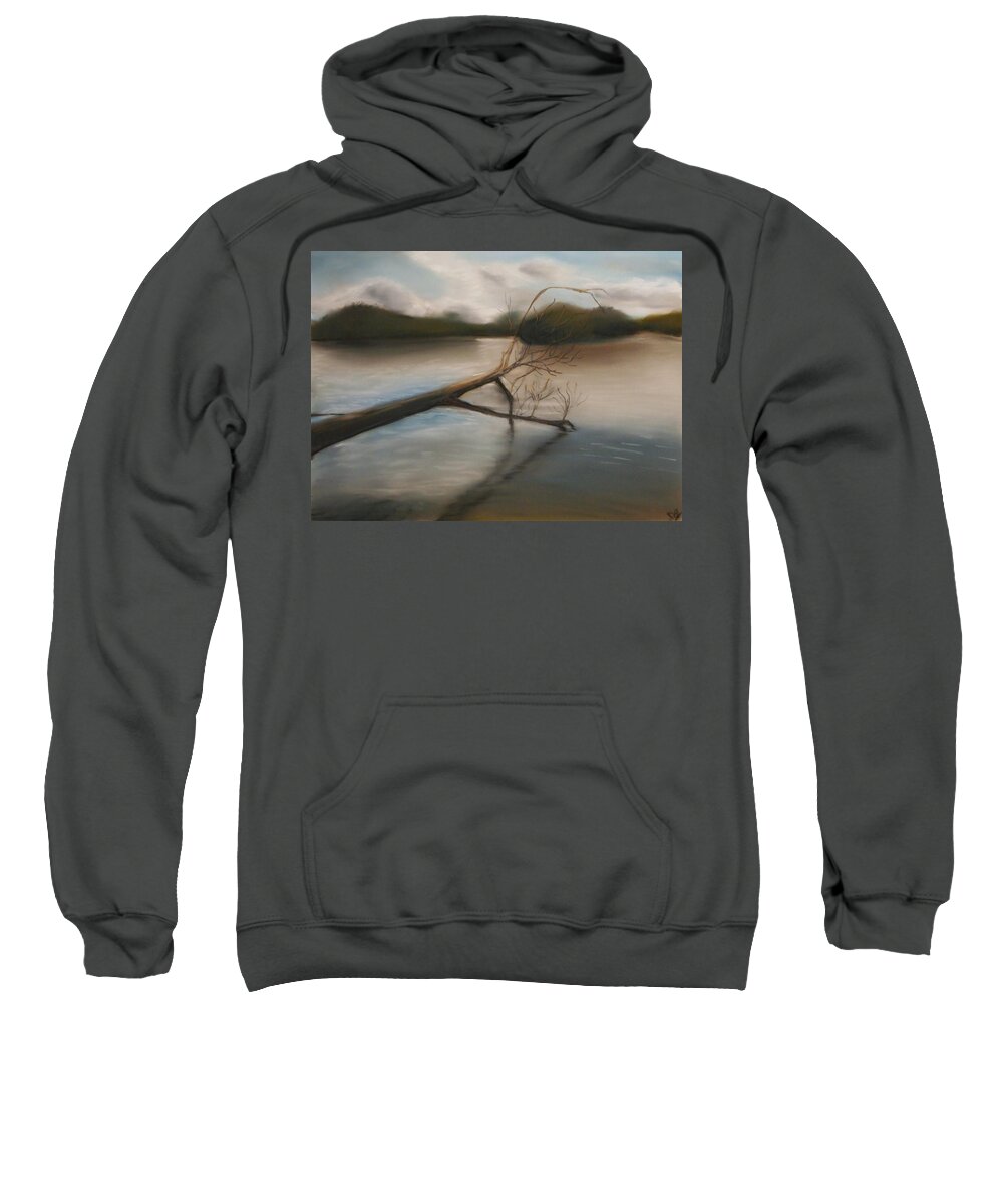 Lake Sweatshirt featuring the pastel Branston Water Park by Dave Griffiths