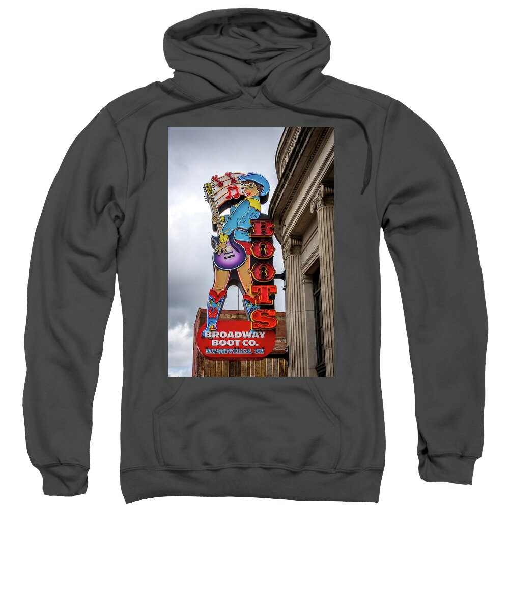 Broadway Boots Sweatshirt featuring the photograph Broadway Boots - Nashville TN by Debra Martz