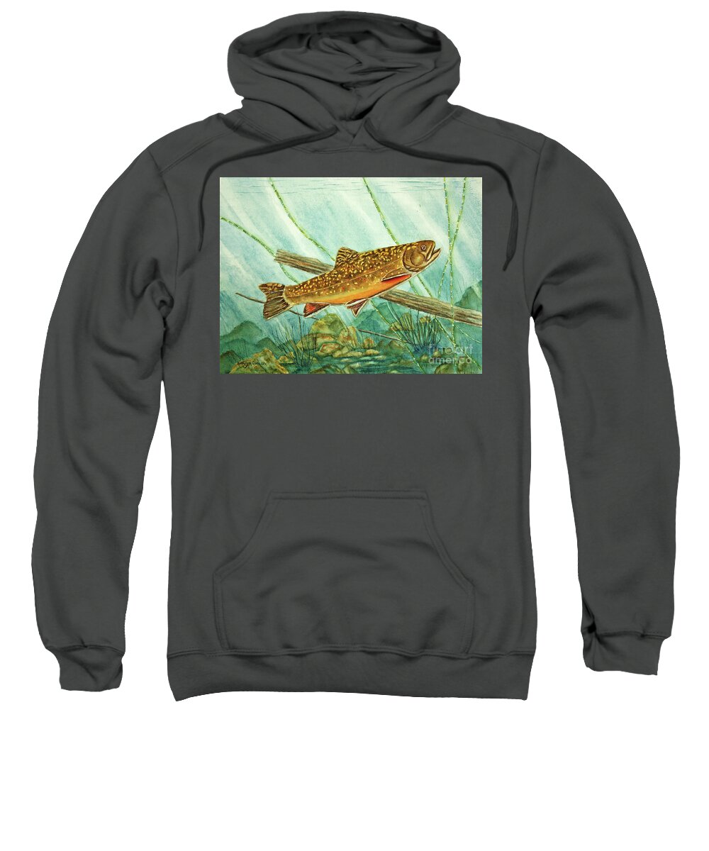 Brook Trout Sweatshirt featuring the painting Brook Trout by Kathryn Duncan