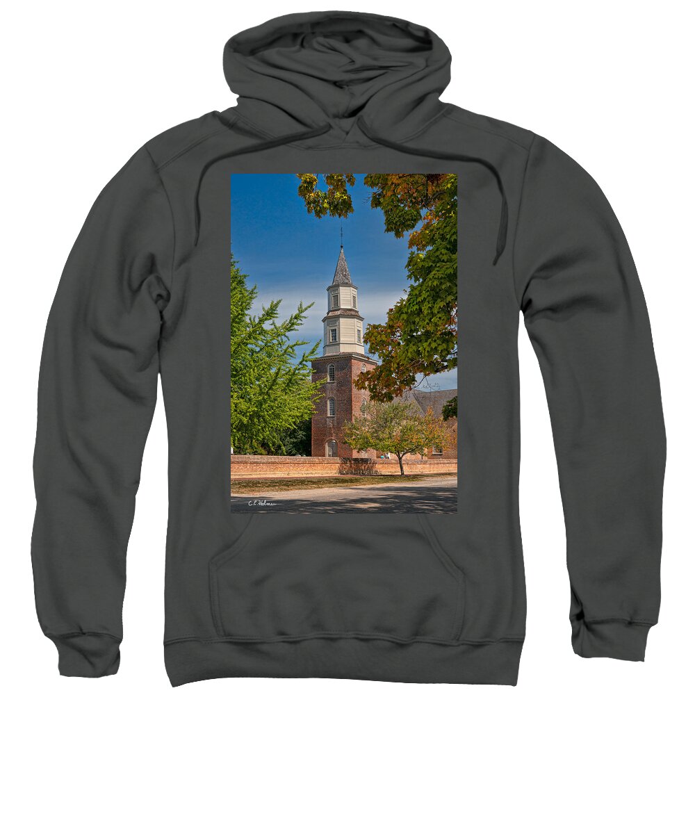 Williamsburg Sweatshirt featuring the photograph Bruton Parish Church by Christopher Holmes