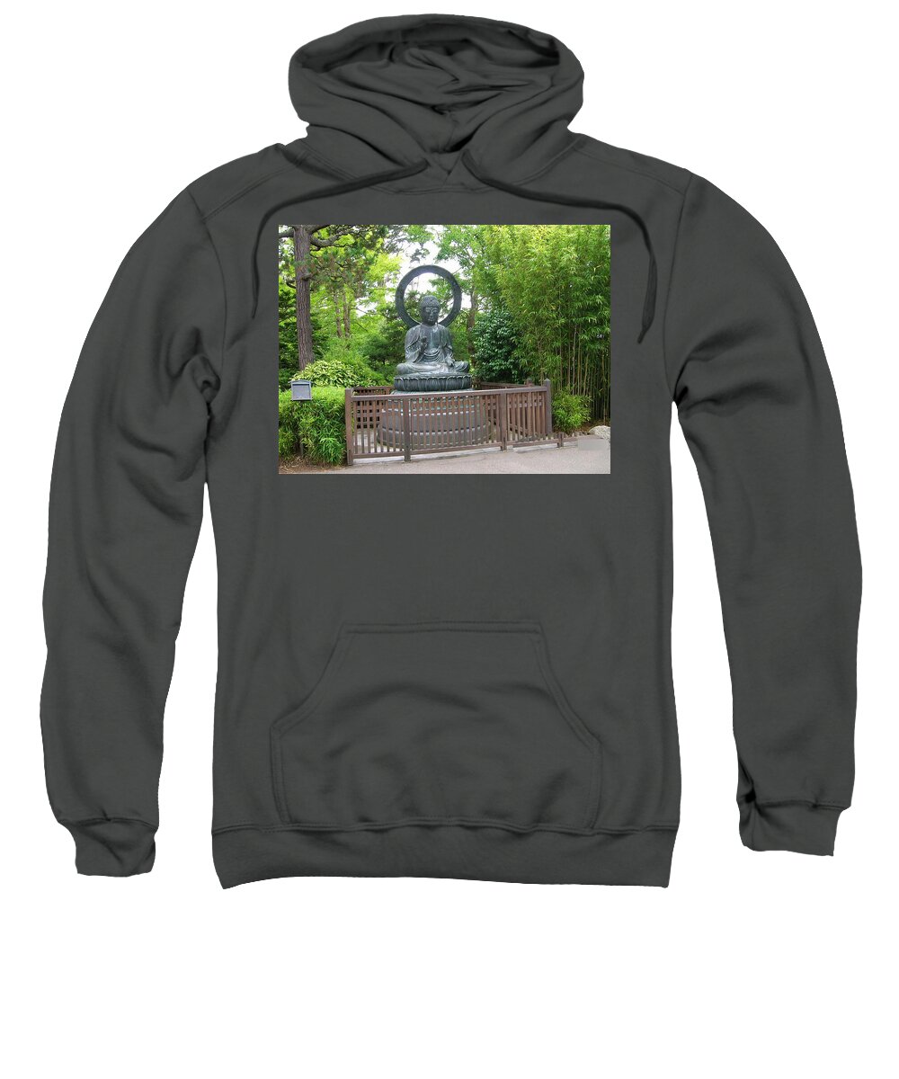 Buddha Sweatshirt featuring the photograph Buddha in Golden Gate Park by Carolyn Donnell