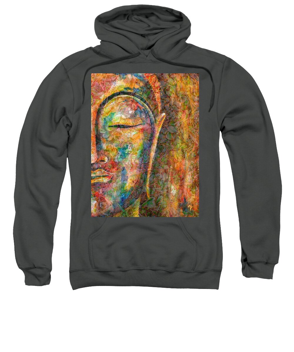Buddha Sweatshirt featuring the digital art Budding Buddha by Theresa Marie Johnson