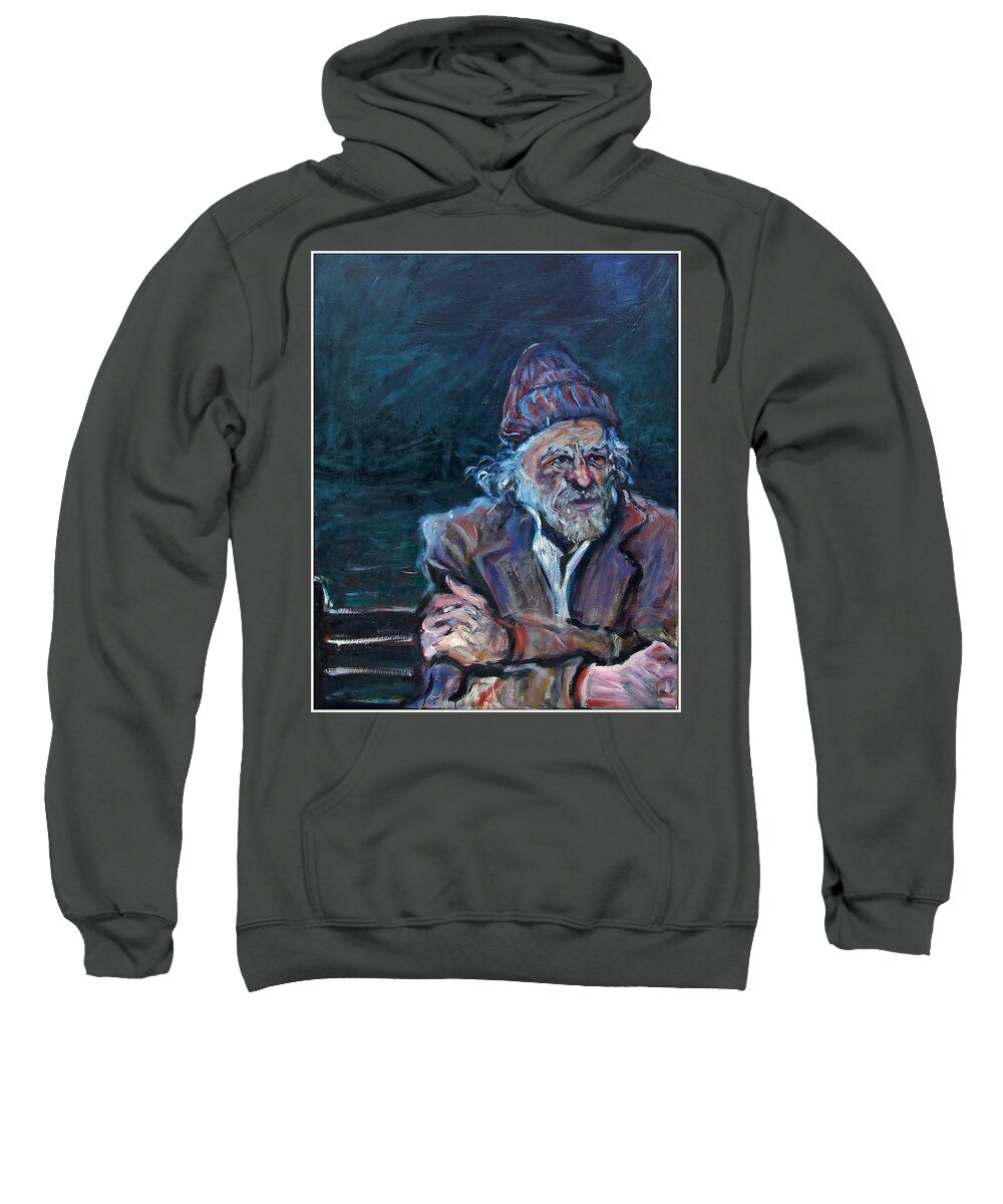 Katt Yanda Original Art Oil Painting Charles Bukowski Sweatshirt featuring the painting Bukowski by Katt Yanda