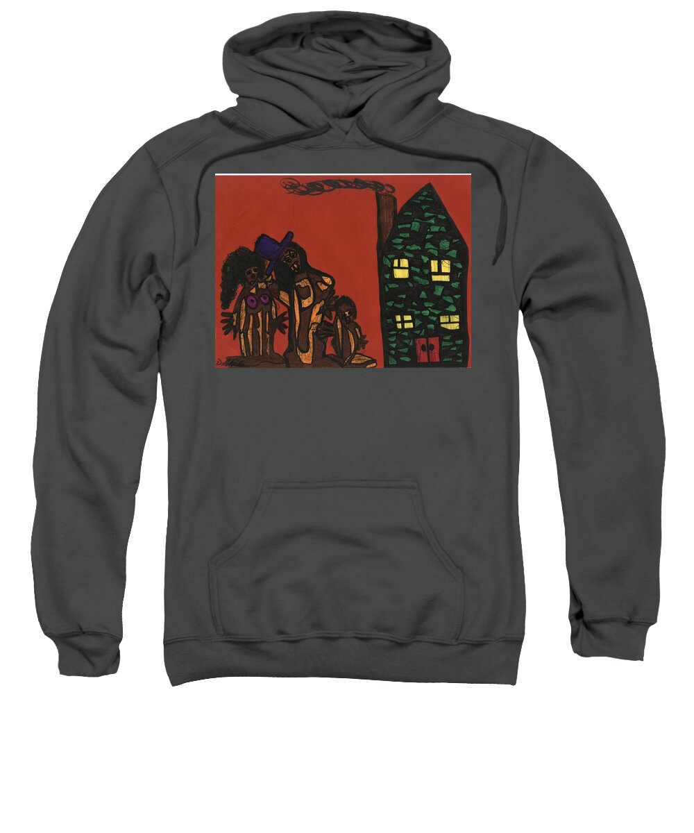 Multicultural Nfprsa Product Review Reviews Marco Social Media Technology Websites \\\\in-d�lj\\\\ Darrell Black Definism Artwork Sweatshirt featuring the drawing Bumpkin dwellings by Darrell Black