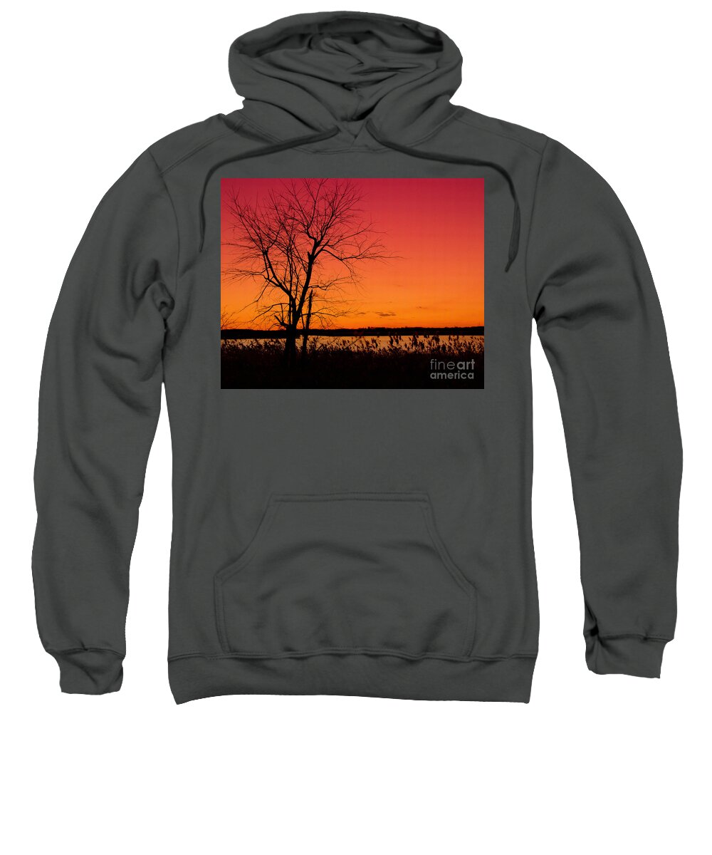 Sunrise Sweatshirt featuring the photograph Burning Skies Rural / Rustic Sunset Silhouette Landscape Photo by PIPA Fine Art - Simply Solid