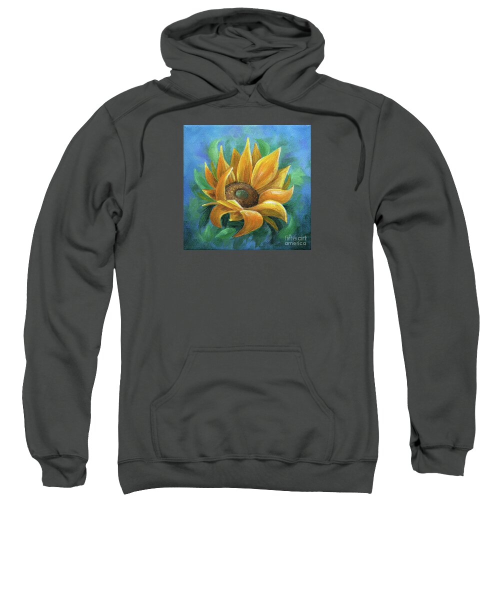 Sunflower Sweatshirt featuring the painting Burst of Sunshine by Annie Troe