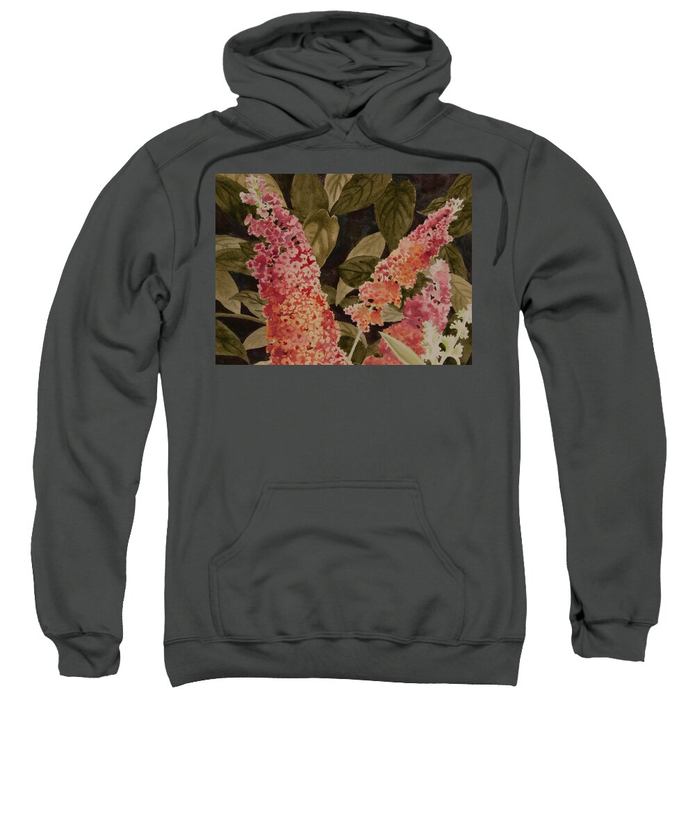 Floral Sweatshirt featuring the painting ButterflBush by Heidi E Nelson
