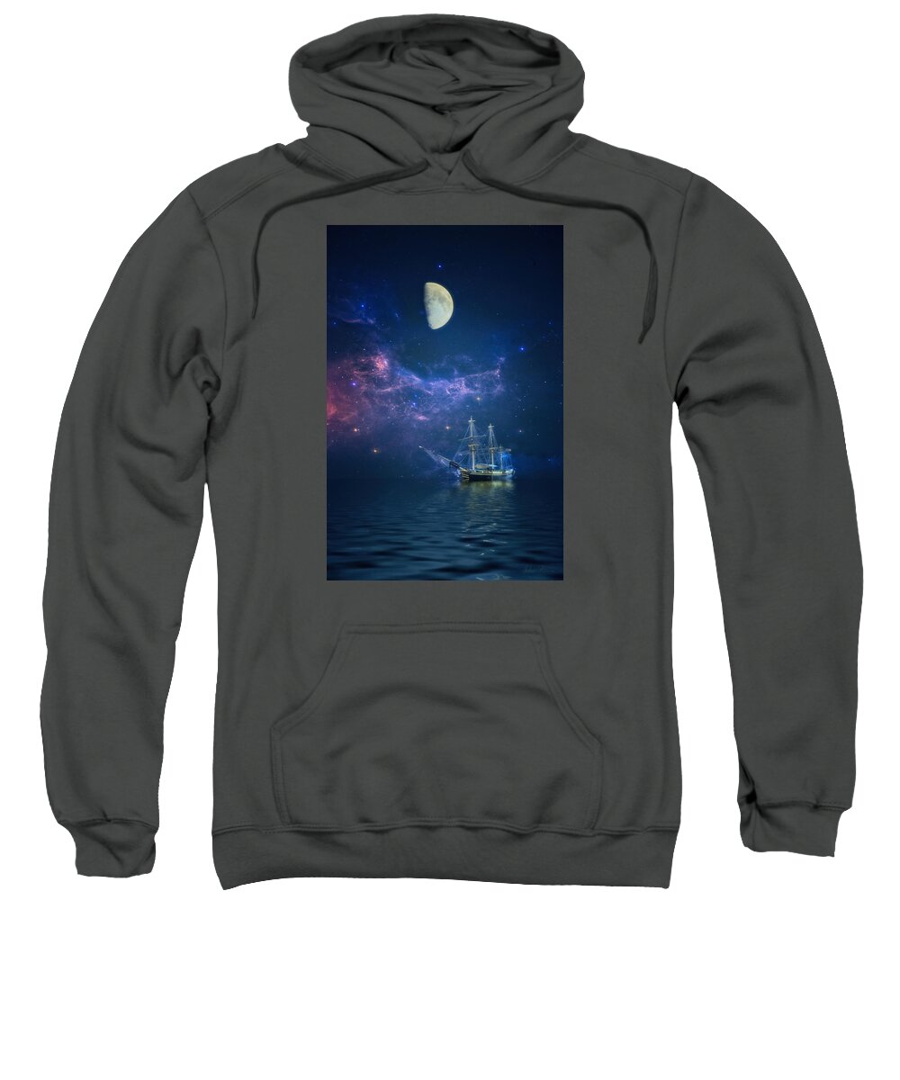 Moon Sweatshirt featuring the photograph By way of the Moon and Stars by John Rivera