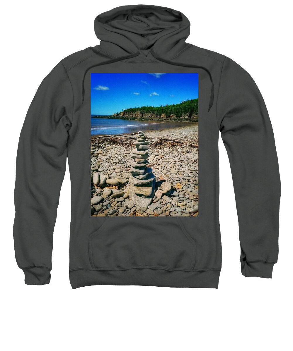 Cairn Sweatshirt featuring the photograph Cairn in Eastern Canada by Mary Capriole