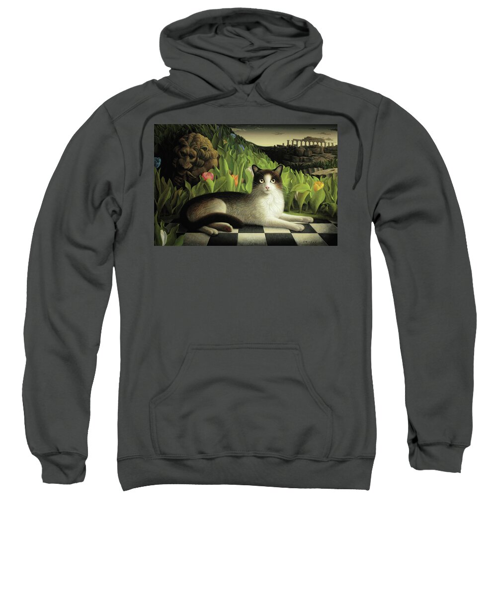 Cat Sweatshirt featuring the painting Call of the Wild by Chris Miles