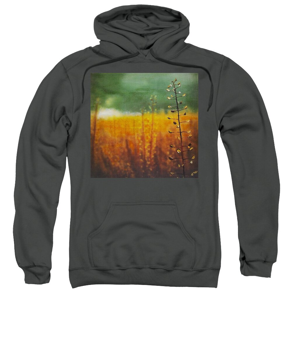 Field Sweatshirt featuring the painting Calm by Cara Frafjord