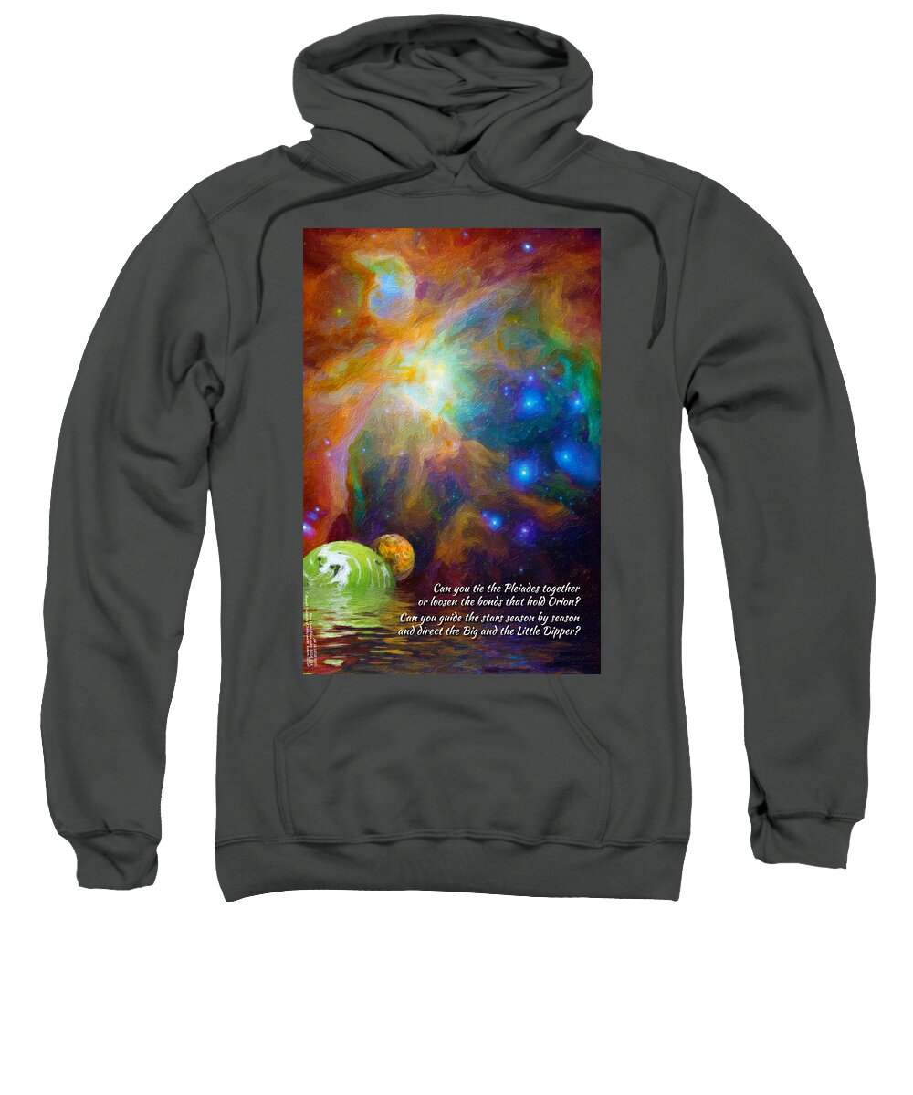 Astronomy Sweatshirt featuring the digital art Can you tie the Pliades together? by Chuck Mountain