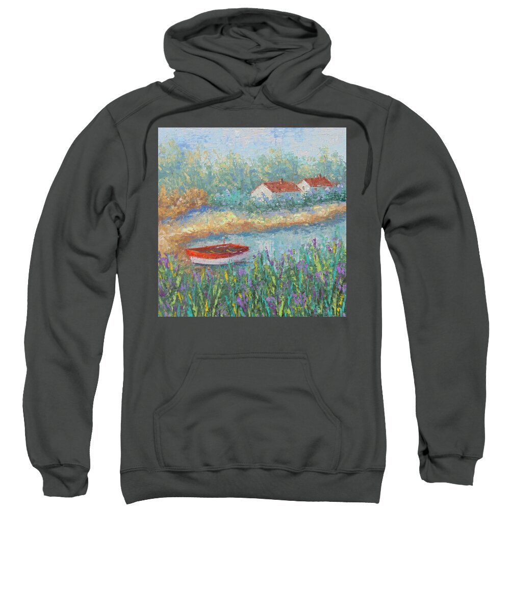 Provence Sweatshirt featuring the painting Canal du Midi Provence by Frederic Payet