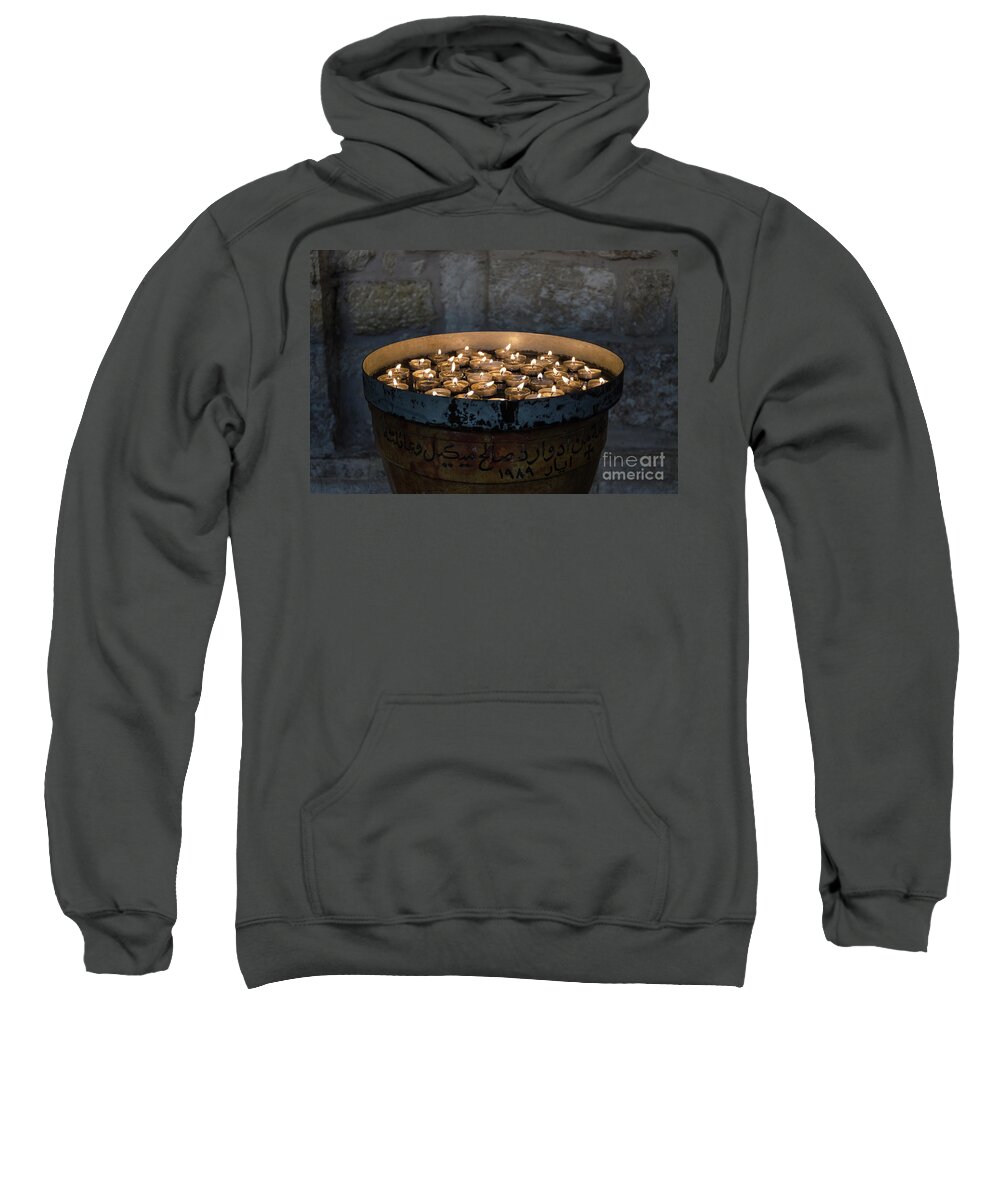 Candles Sweatshirt featuring the photograph Candles in the Church of Nativity, Bethlehem by Perry Rodriguez