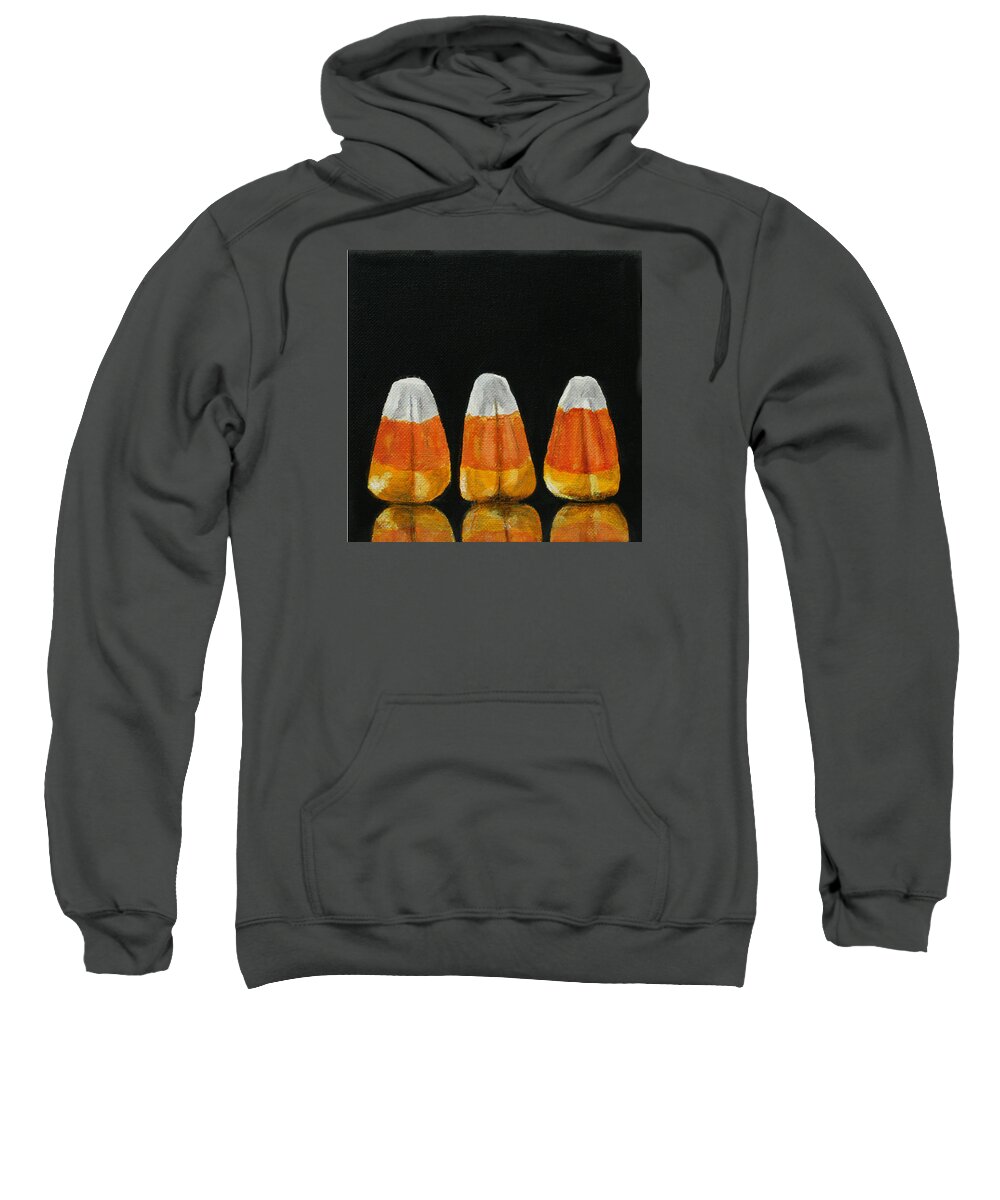 Halloween Candy Sweatshirt featuring the painting Candy Corn by Donna Tucker