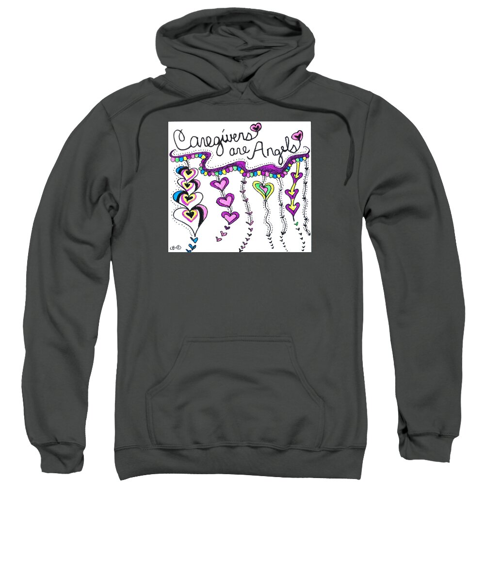 Caregiver Sweatshirt featuring the drawing Caregiver Chime by Carole Brecht