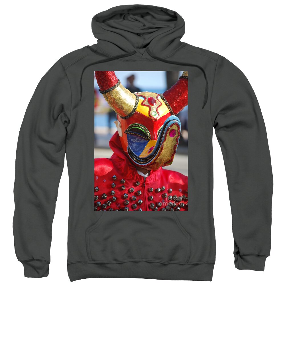  Sweatshirt featuring the photograph Carnival Red Duck Portrait by Heather Kirk