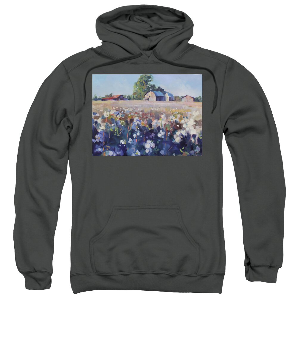 Cotton Sweatshirt featuring the painting Carolina Cotton II by Susan Bradbury