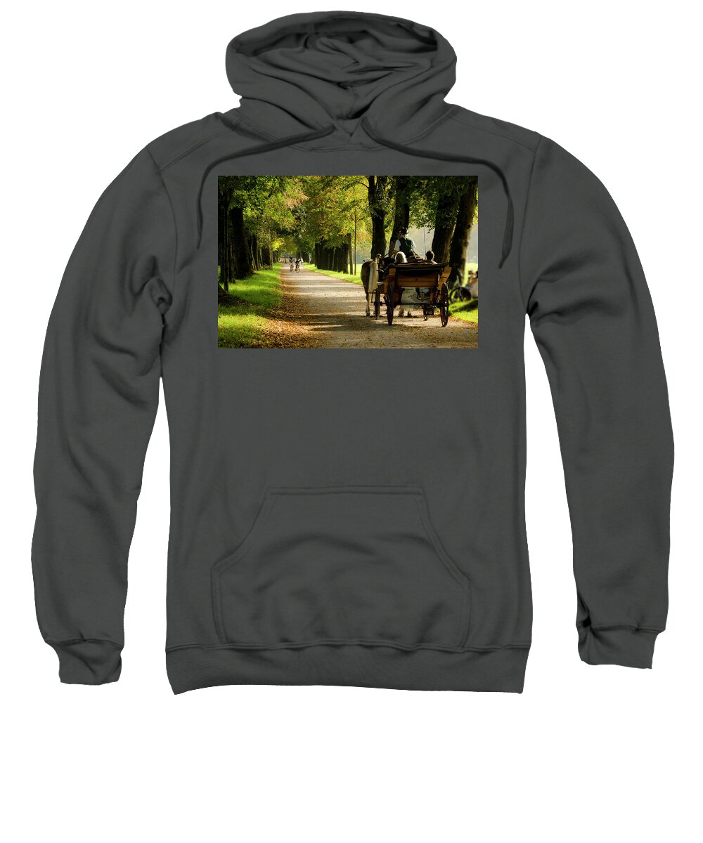 Carriage Sweatshirt featuring the photograph Carriage ride in Hellbrunn by Wolfgang Stocker